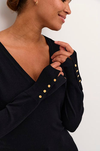 KAlizza V-Neck Knit Pullover Buttons